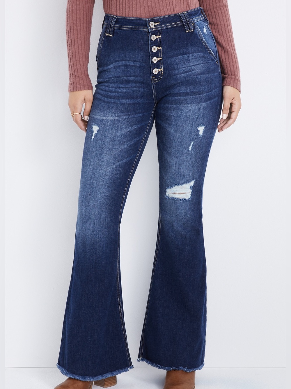 KanCan Dark Wash High Rise Button Fly Flare Jeans - Size 27